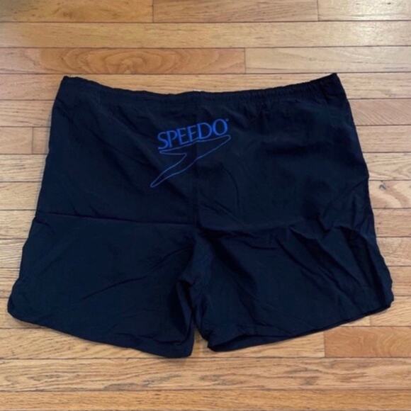 Mens Size XXL Vintage Speedo Swim Trunks 2x Black with blue letters  100% nylon - Picture 1 of 6